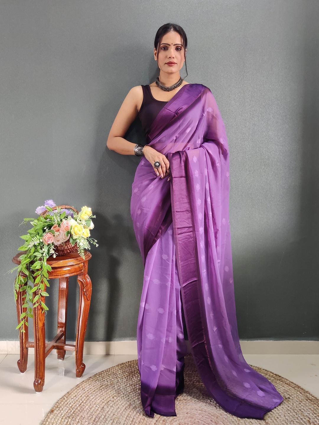 

Upalksh Pure Silk Zari Kota Saree, Purple