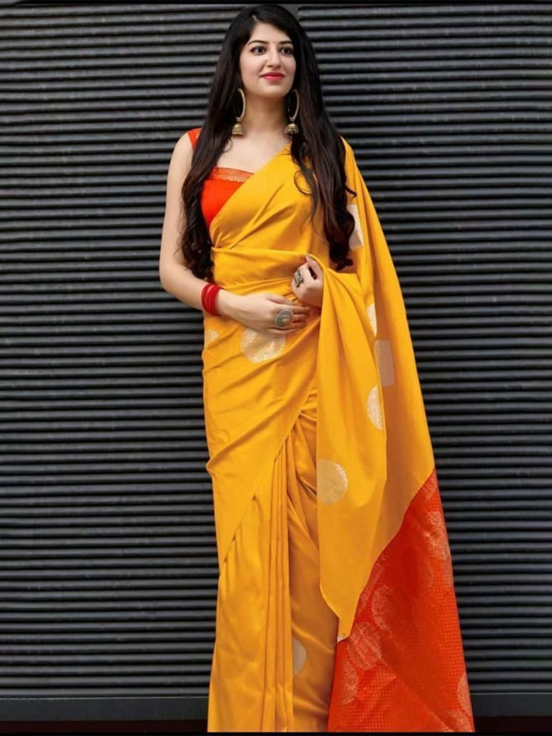 

Upalksh Ethnic Motifs Woven Design Zari Banarasi Saree, Mustard