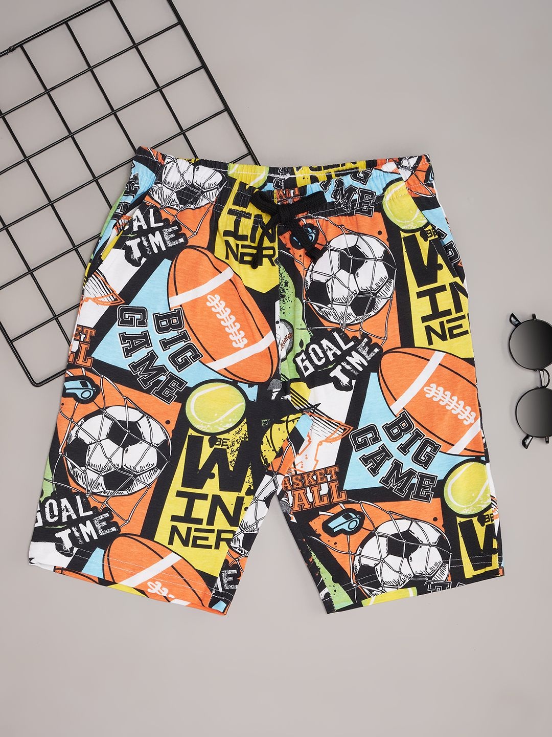 

Pantaloons Junior Boys Printed Regular Fit Mid-Rise Shorts, Black