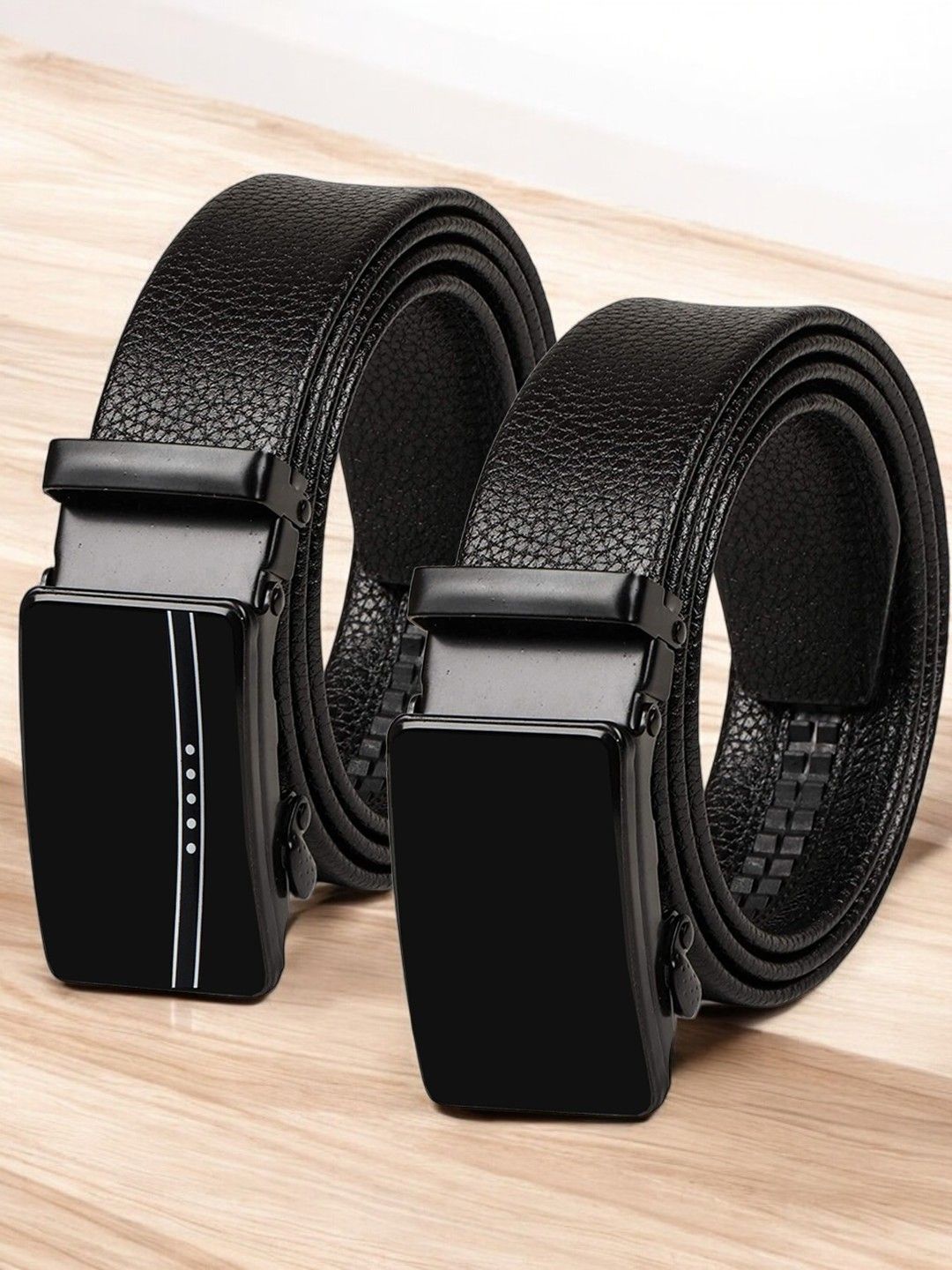 

Metronaut Men Textured 2 PU Belt, Black