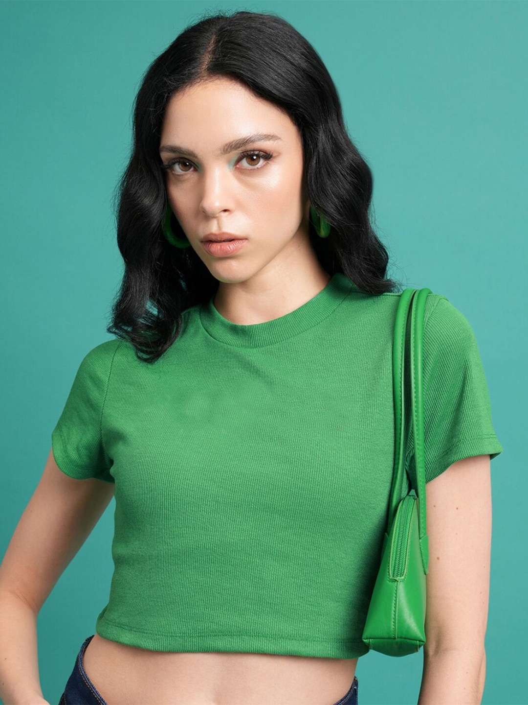 

sollobell Cotton Crop Top, Green