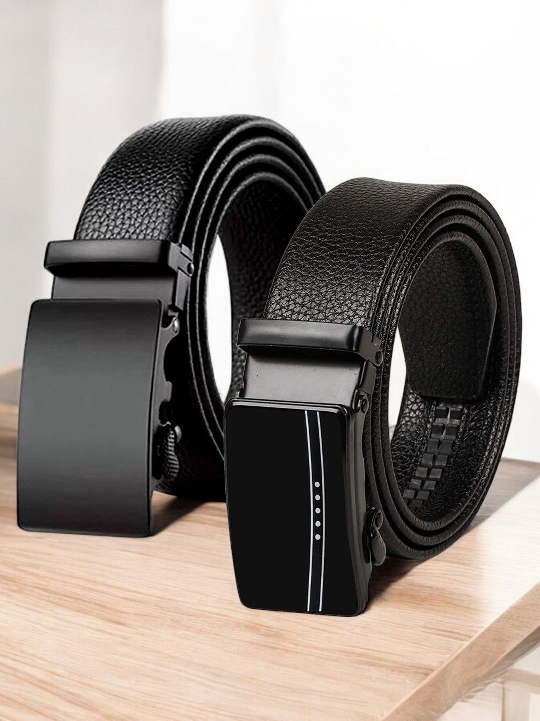 

Metronaut Men Textured 2 PU Belt, Black