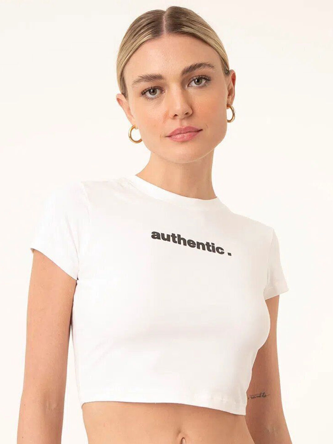 

sollobell Print Cotton Crop Top, White