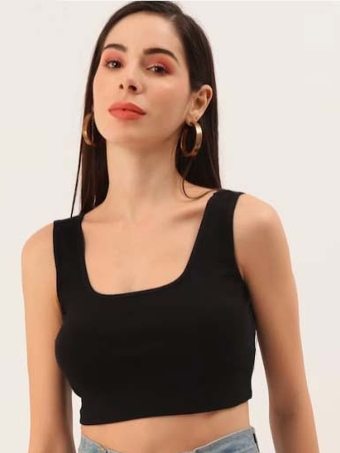 

sollobell Print Cotton Crop Top, Black