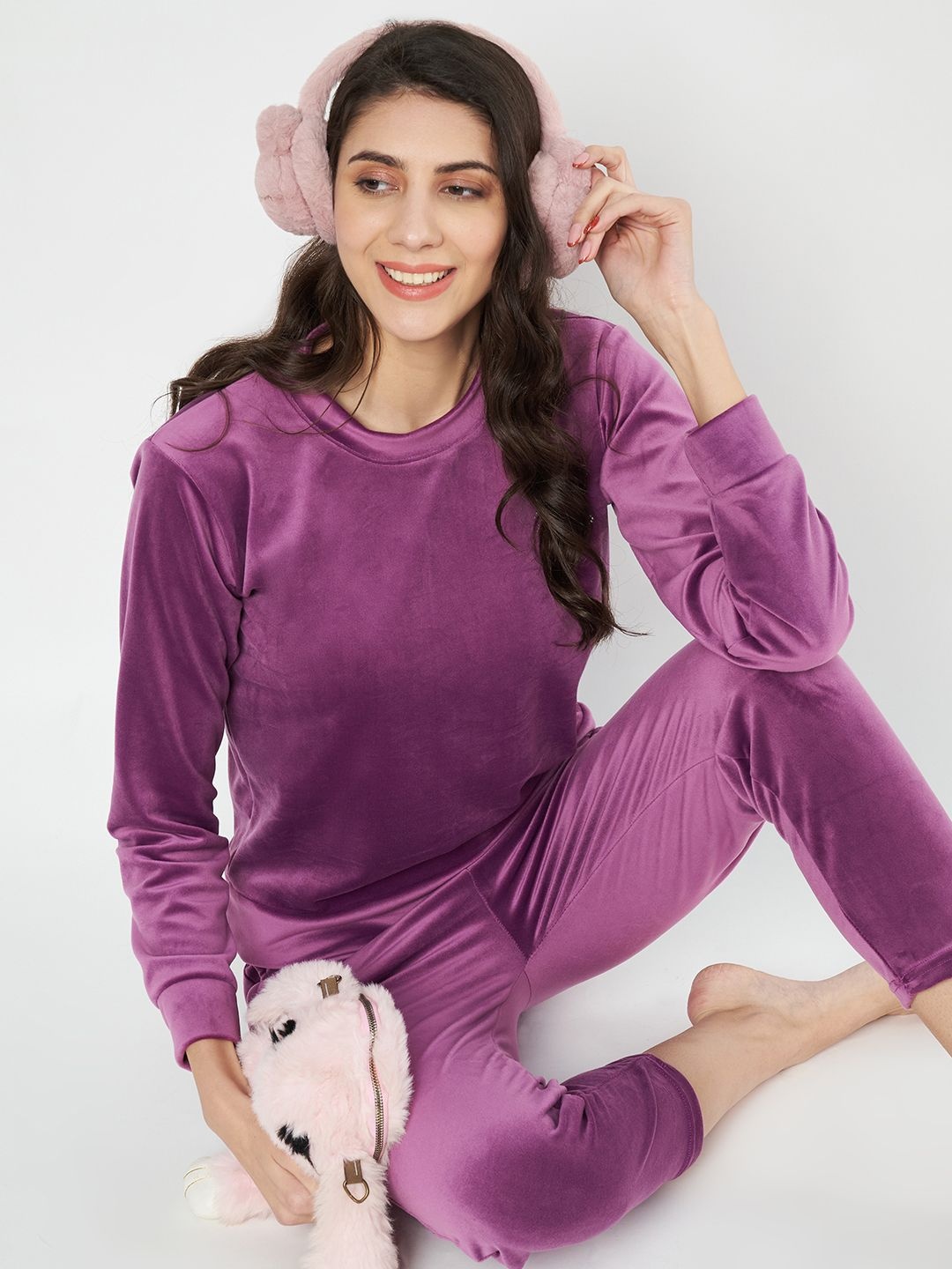 

WAYLENE Women Round Neck Night suit, Purple