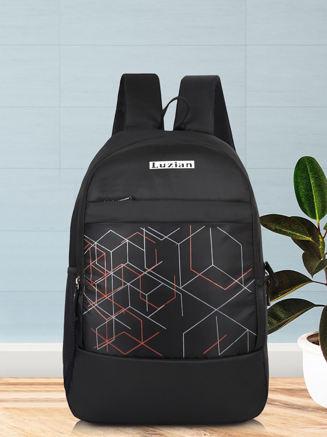 

Luzian Men Geometric Backpack, Black