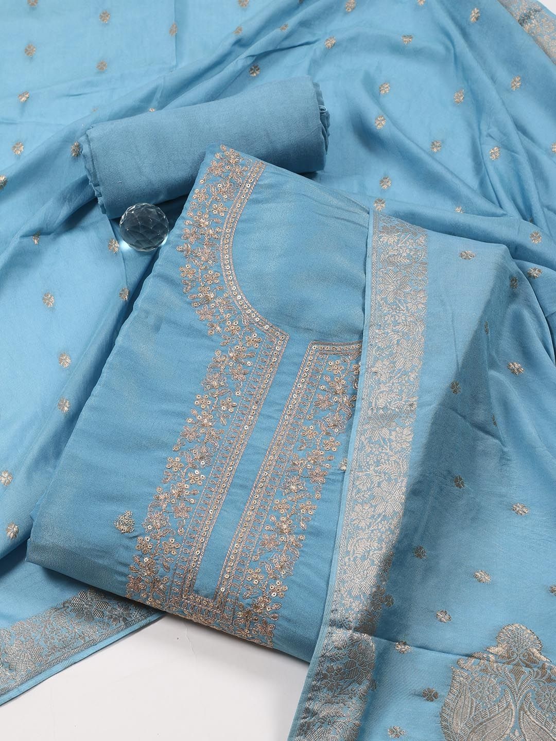 

Meena Bazaar Embroidered Unstitched Dress Material, Blue
