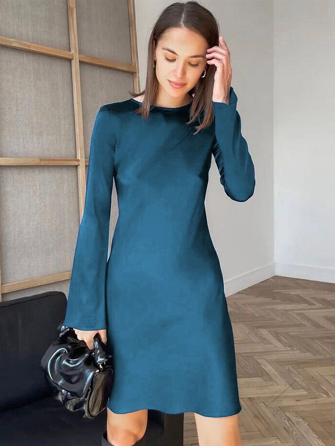 

LULU & SKY Women Bell Sleeves Sheath Dress, Blue