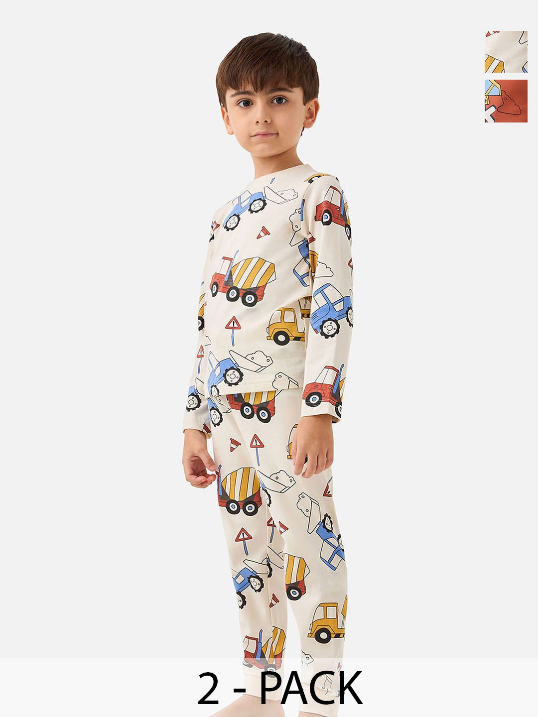 

Juniors by Babyshop Boys Pack Of 2 Printed Pure Cotton Night Suits, White