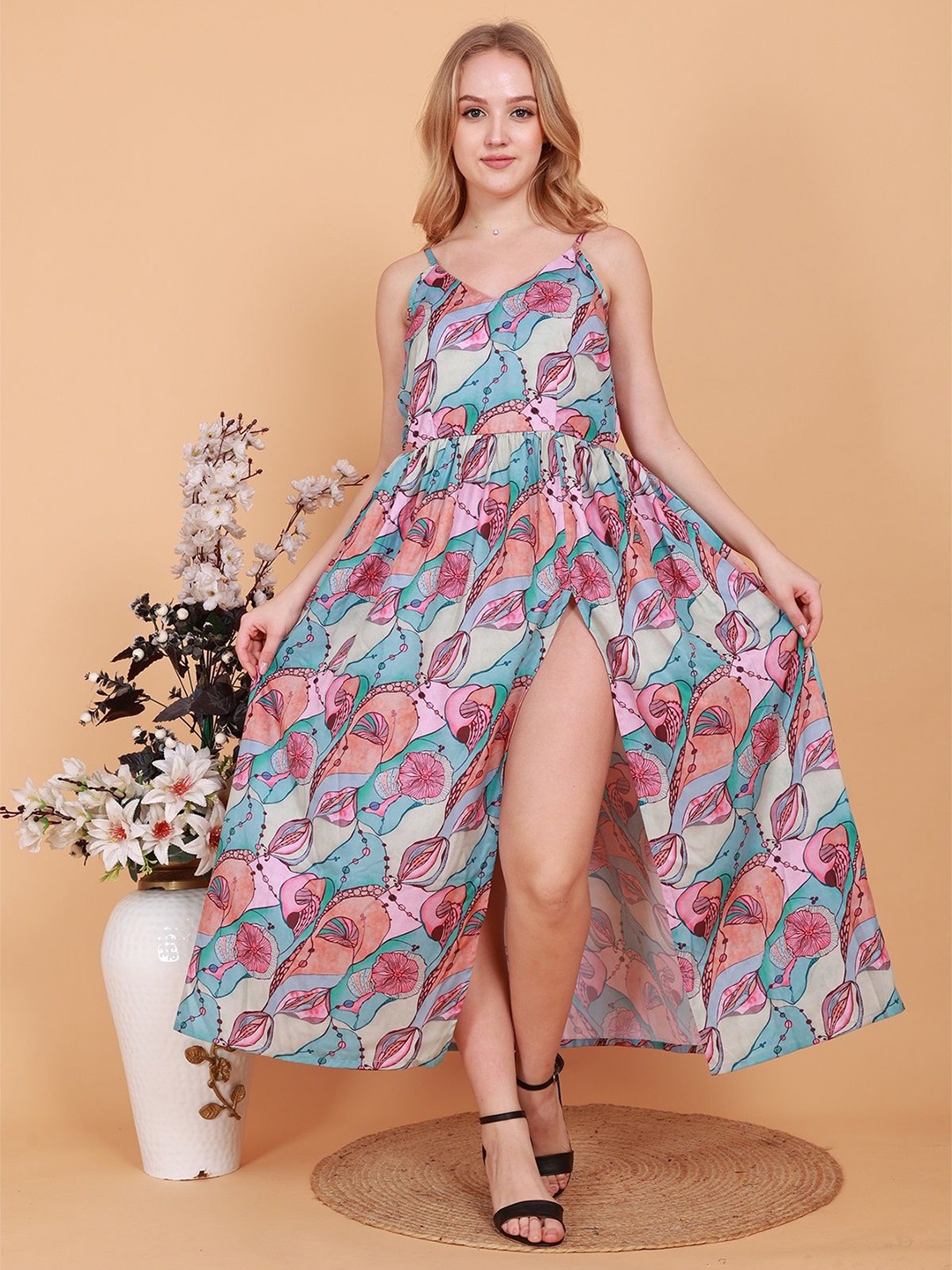 

BAESD Floral Print Crepe Fit & Flare Maxi Dress, Multi