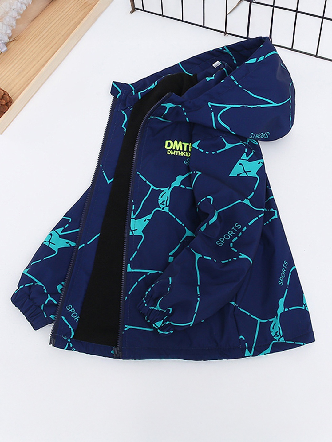 

Xsole Unisex Kids Abstract Printed Bomber Jacket, Navy blue