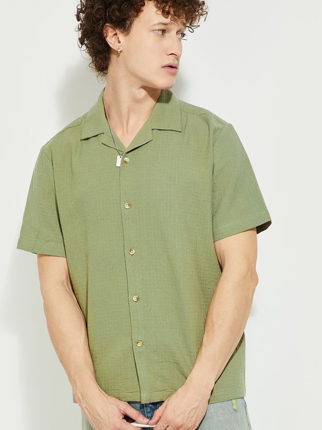 

MAX URB_N Men Relaxed Fit Resort Shirt, Green