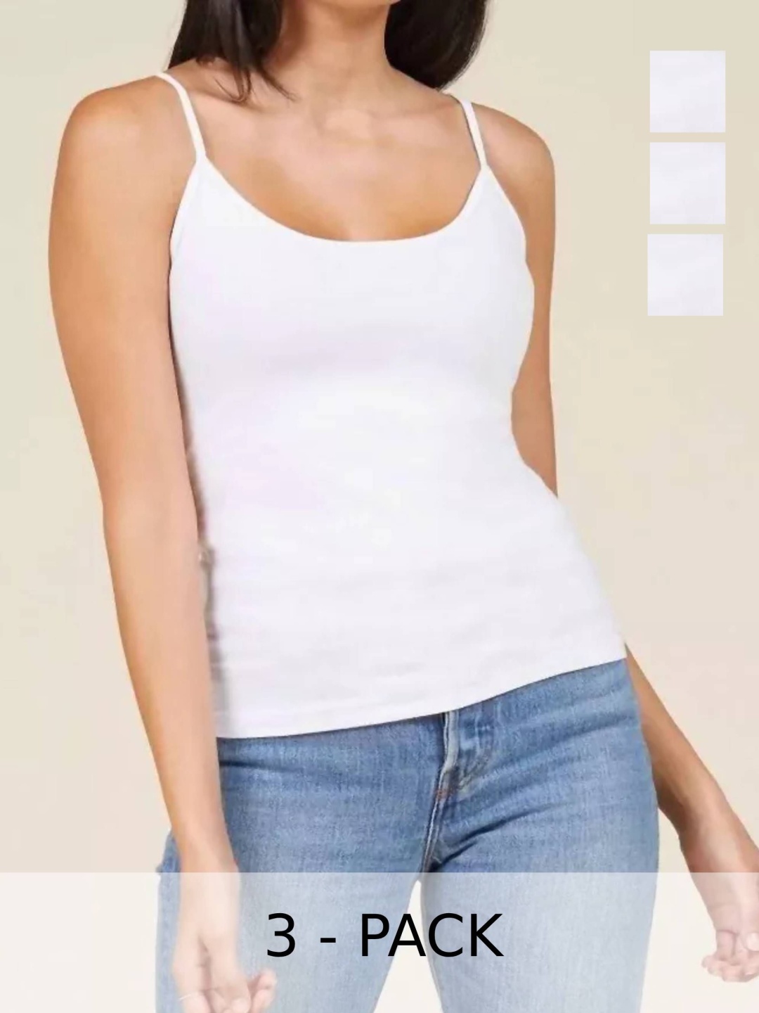 

inner element Women Pack Of 3 Pure Combed Cotton Knitted Camisoles, White