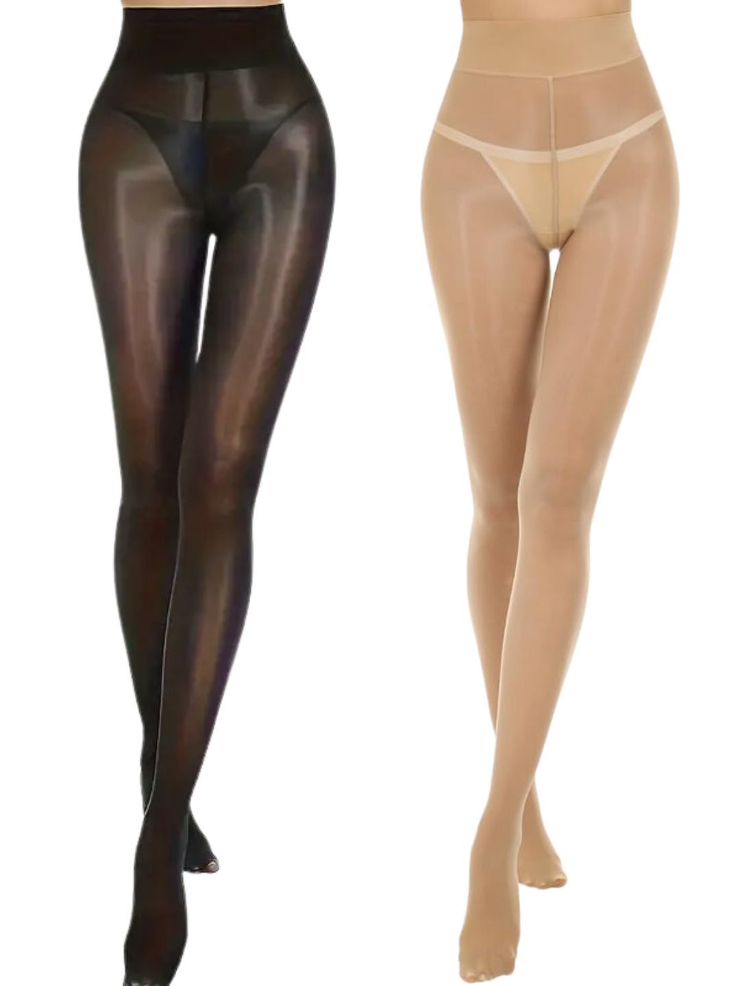 

CareDone Pack Of 2 High Waist Pantyhose Seamless Stockings, Black
