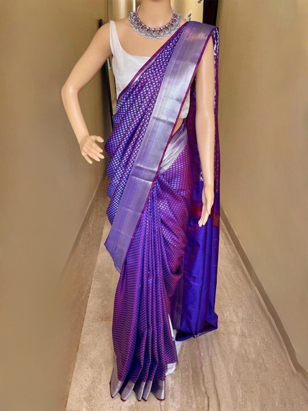 

Upalksh Ethnic Motifs Zari Pure Silk Tussar Saree, Blue