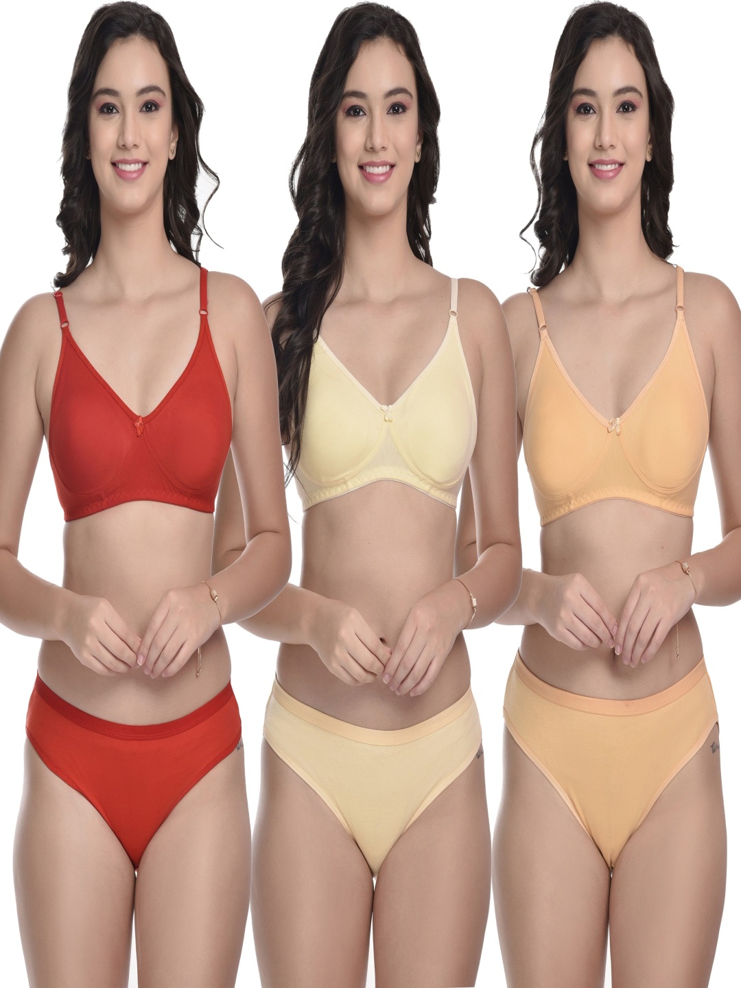 

MiEstilo Women Pack Of 3 Cotton Lingerie Set, Red