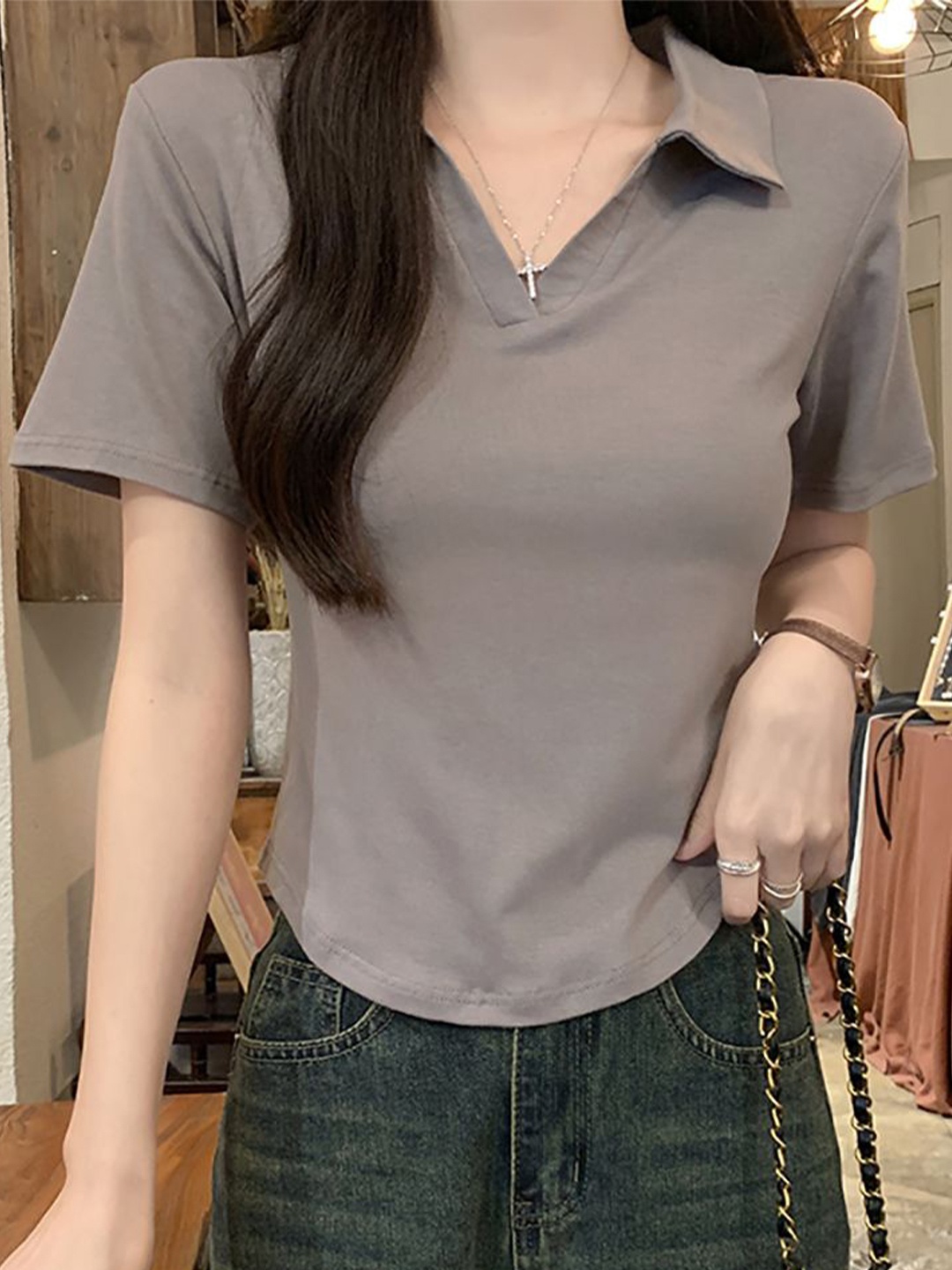 

StyleCast x Revolte Women Shirt Style Top, Grey