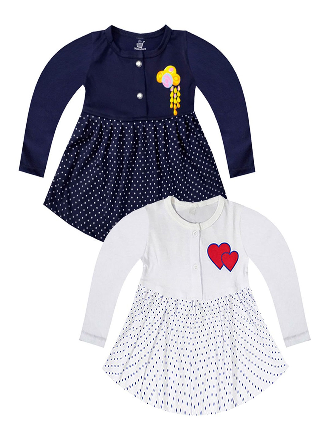 

KidzzCart Pack of 2 Polka Dot Print Fit & Flare Dress, Multi