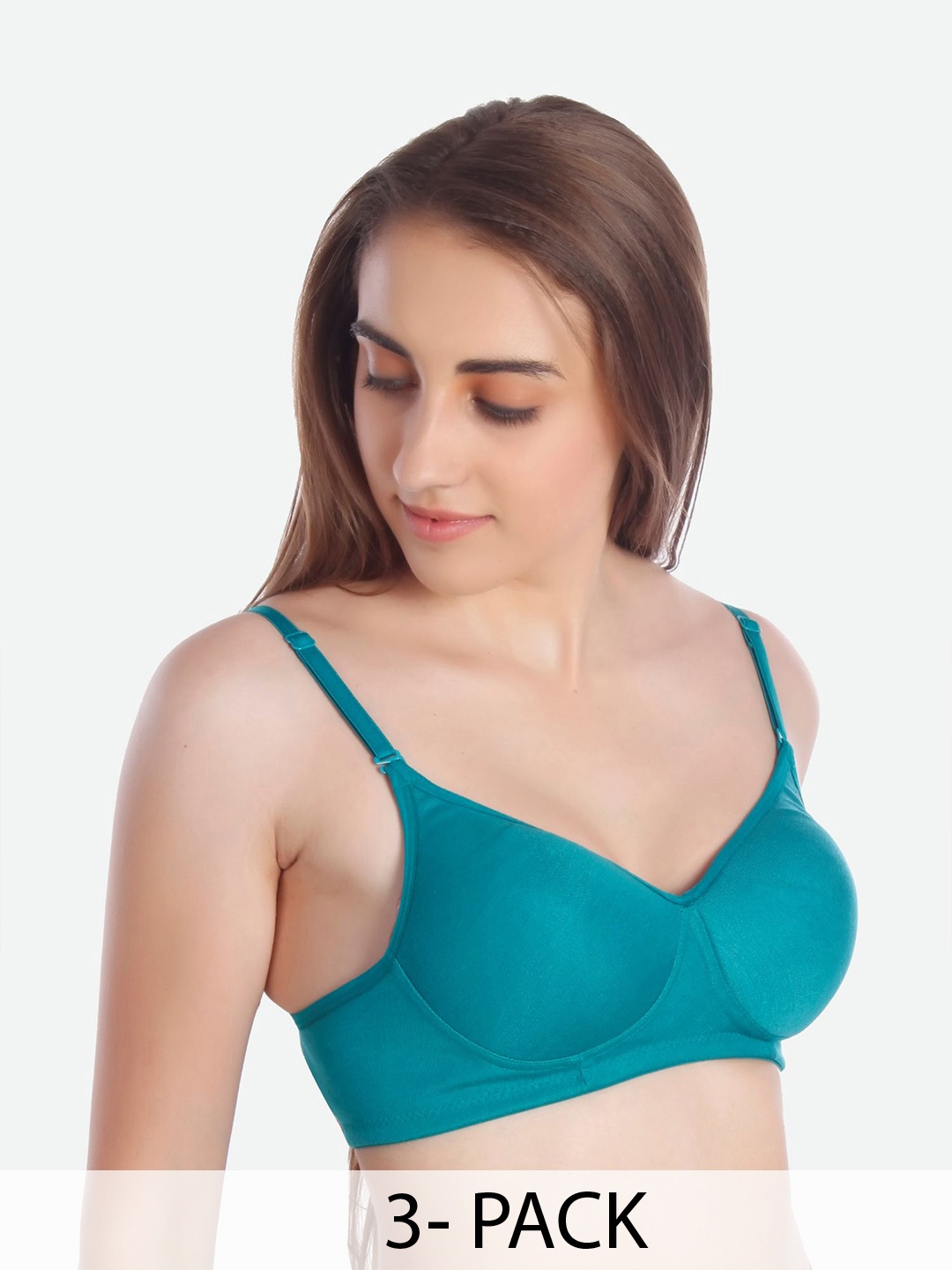 

MiEstilo Pack of 3 Full Coverage Lightly Padded Bra, Teal