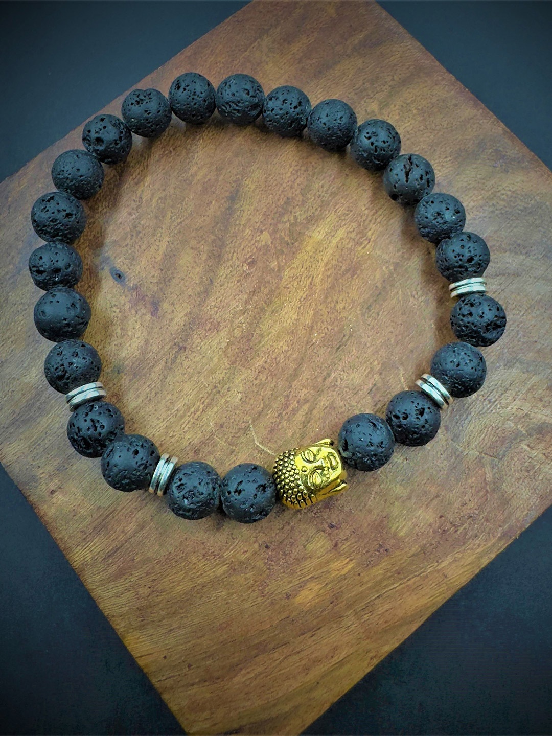 

AKLINA Beaded Ceramic Elasticated Bracelet, Black