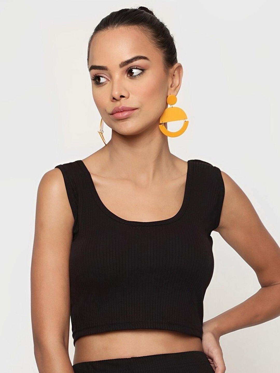 

sollobell Women Shoulder Straps Cotton Tank Crop Top, Black