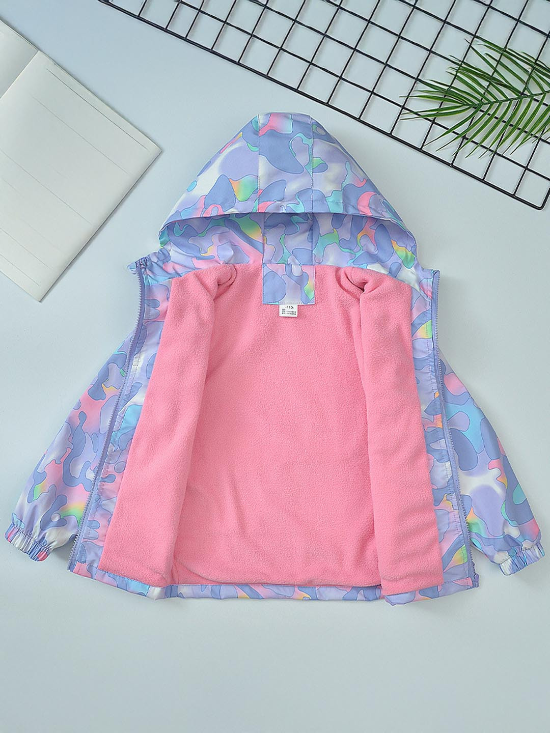 

Xsole Unisex Kids Hooded Graphic Printed Open Front Jacket, Blue