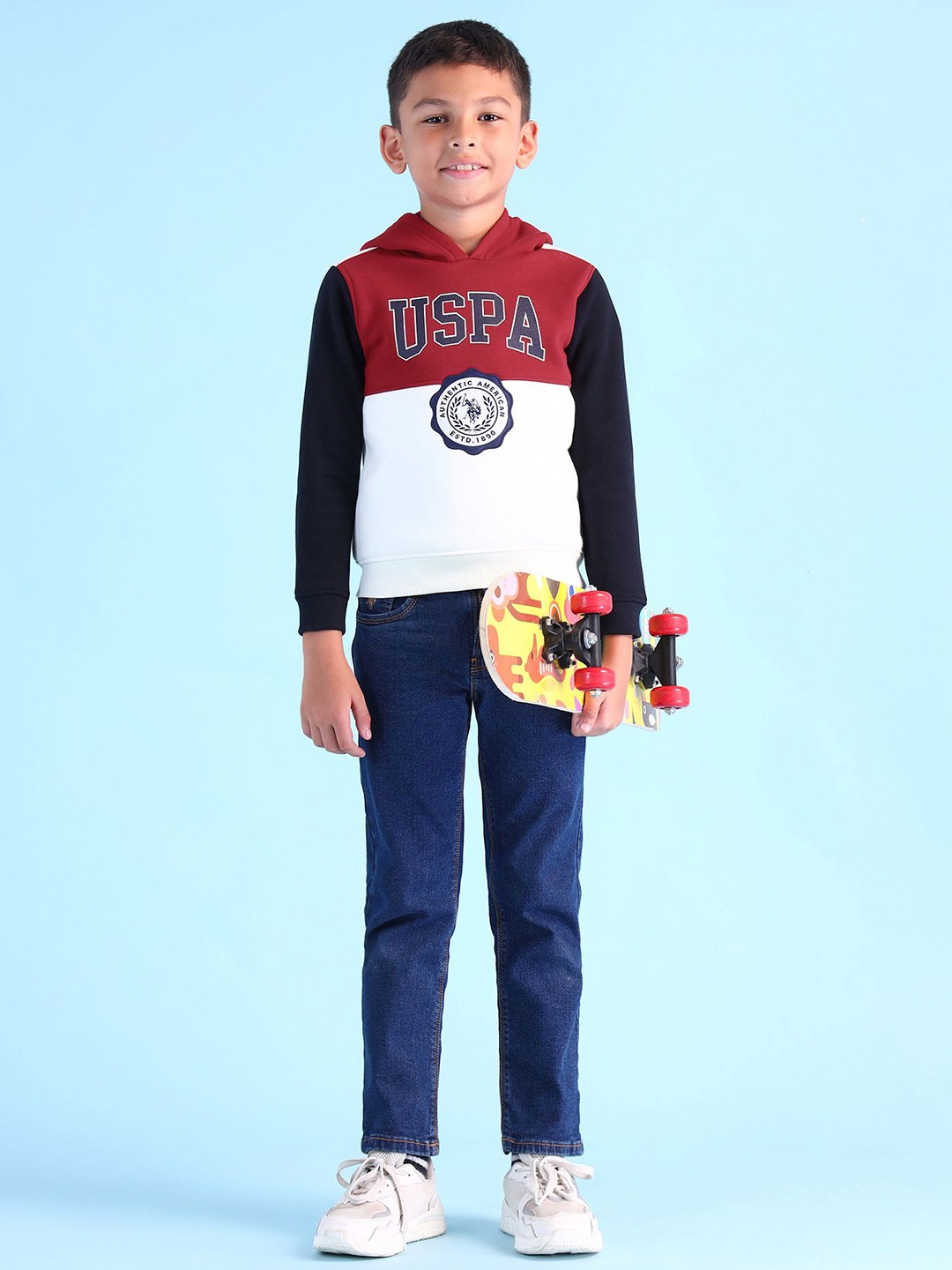 

U.S. Polo Assn. Kids Boys Brand Logo Printed Pure Cotton Sweatshirt, Red
