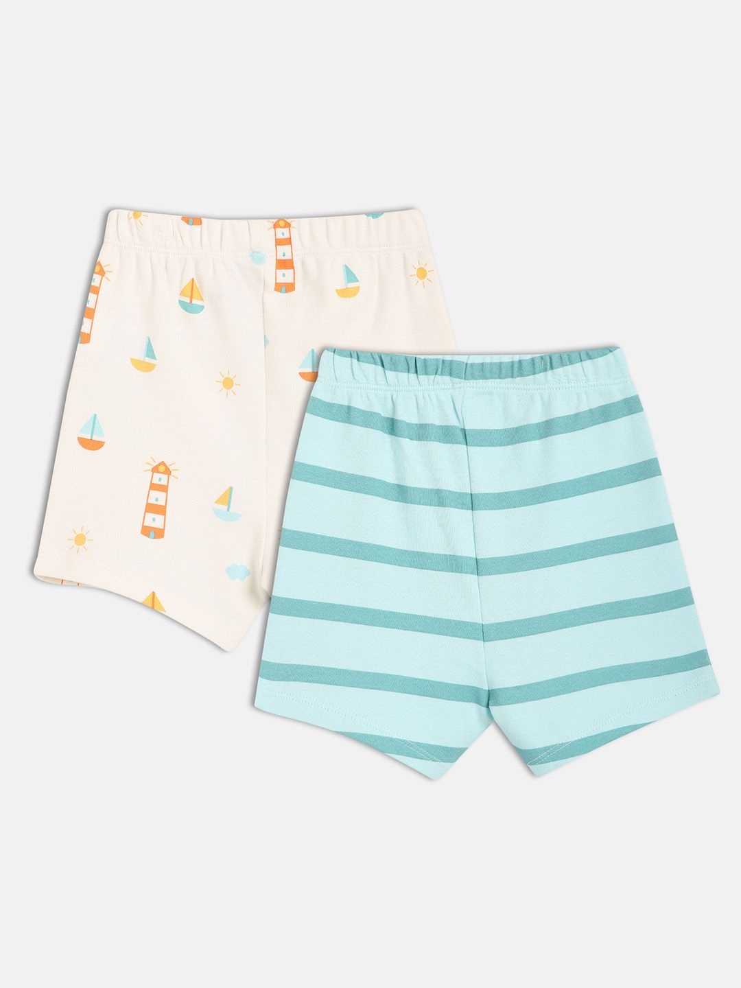 

MINI KLUB Boys Pack Of 2 Striped Cotton Technology Shorts, Off white