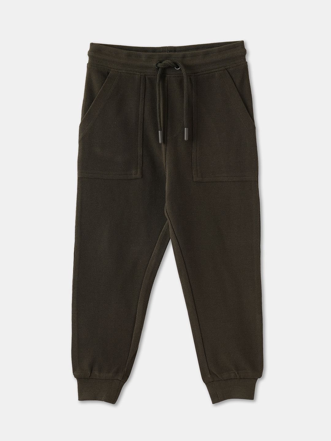 

R&B Boys Cotton Mid Rise Joggers, Olive