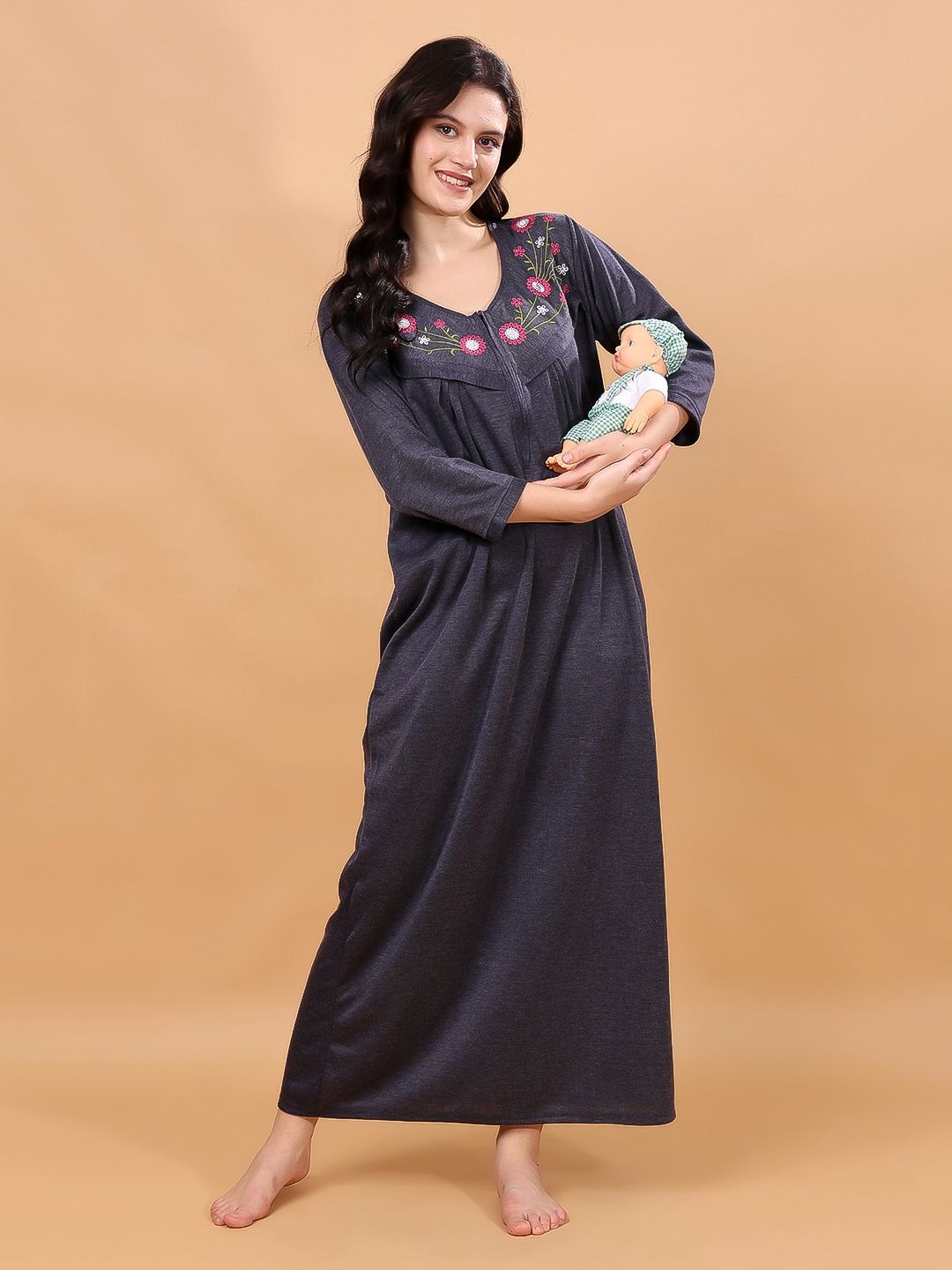 

CHUI MUI Maxi Nightdress, Navy blue