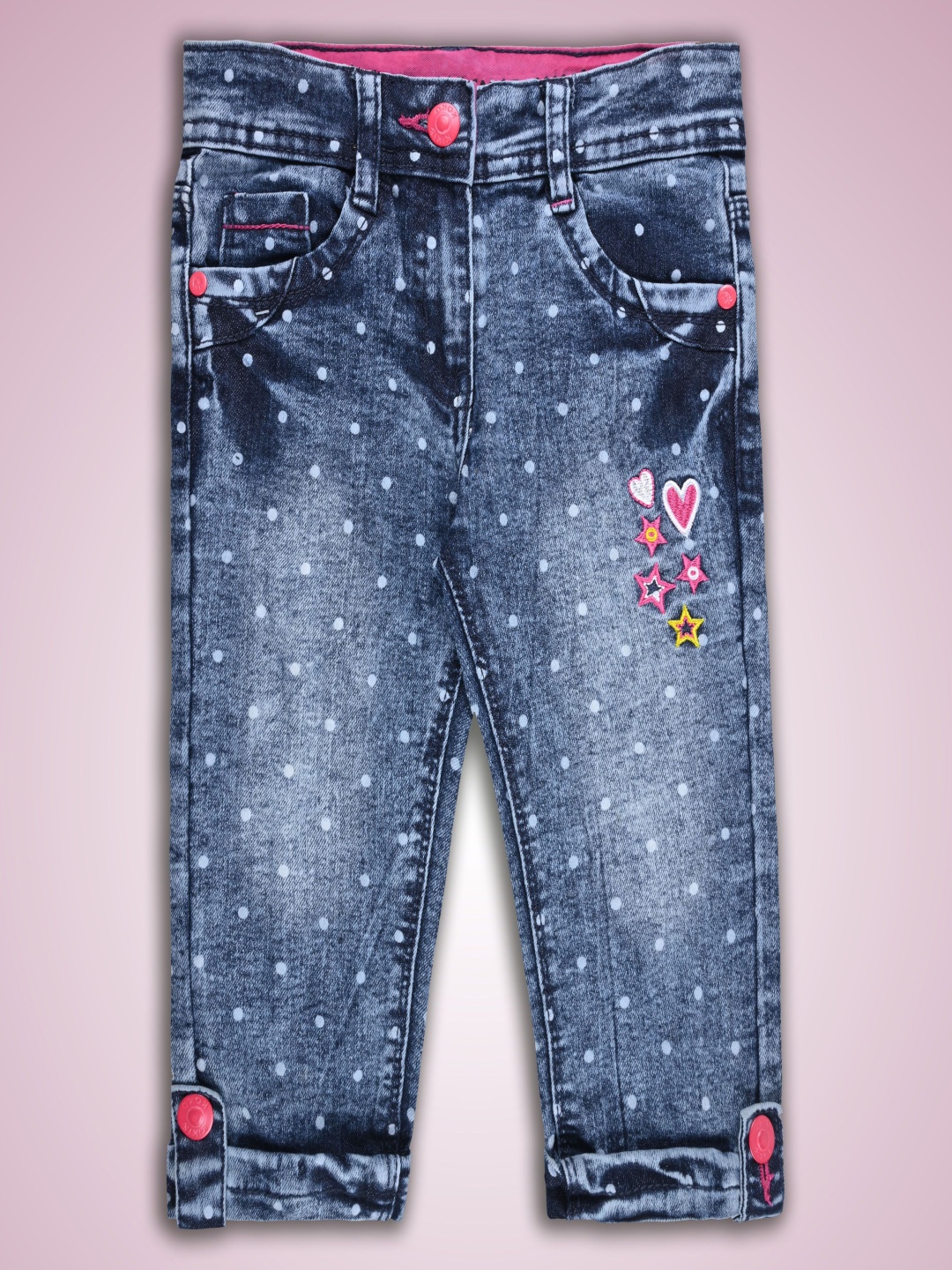 

Wish Karo Girls Embroidered Regular Fit Jeans, Blue