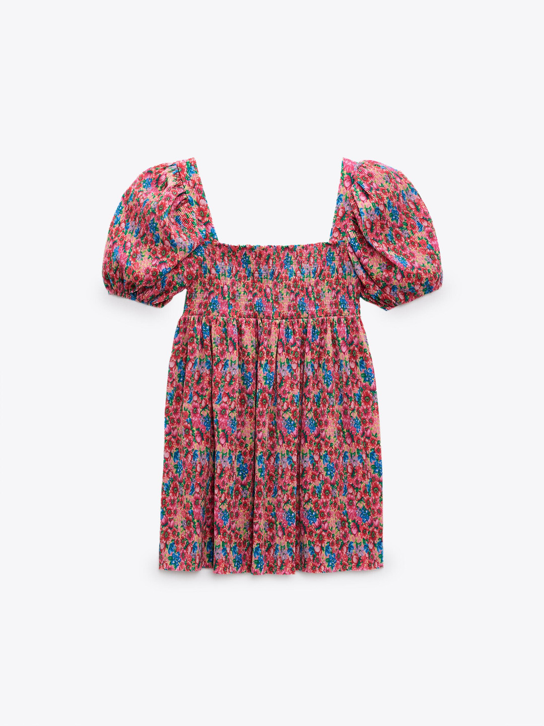 

ZARA Floral Print Puff Sleeve Empire Dress, Multi