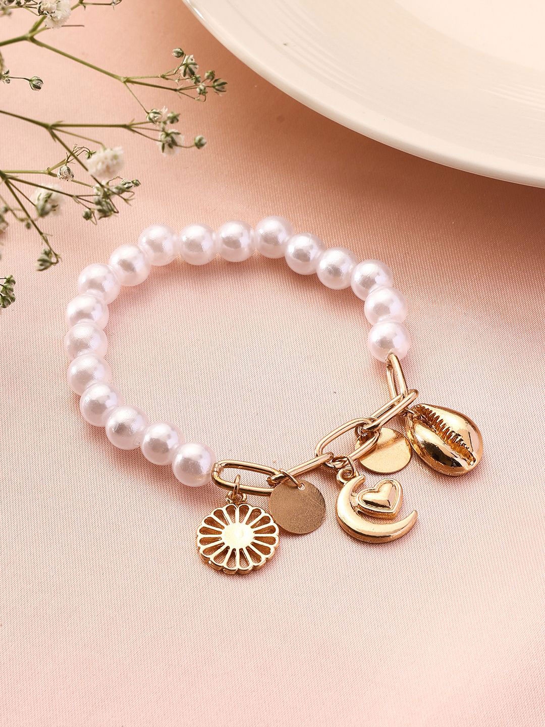 

Priyaasi Women Gold-Plated Pearls Contemporary Wraparound Bracelet
