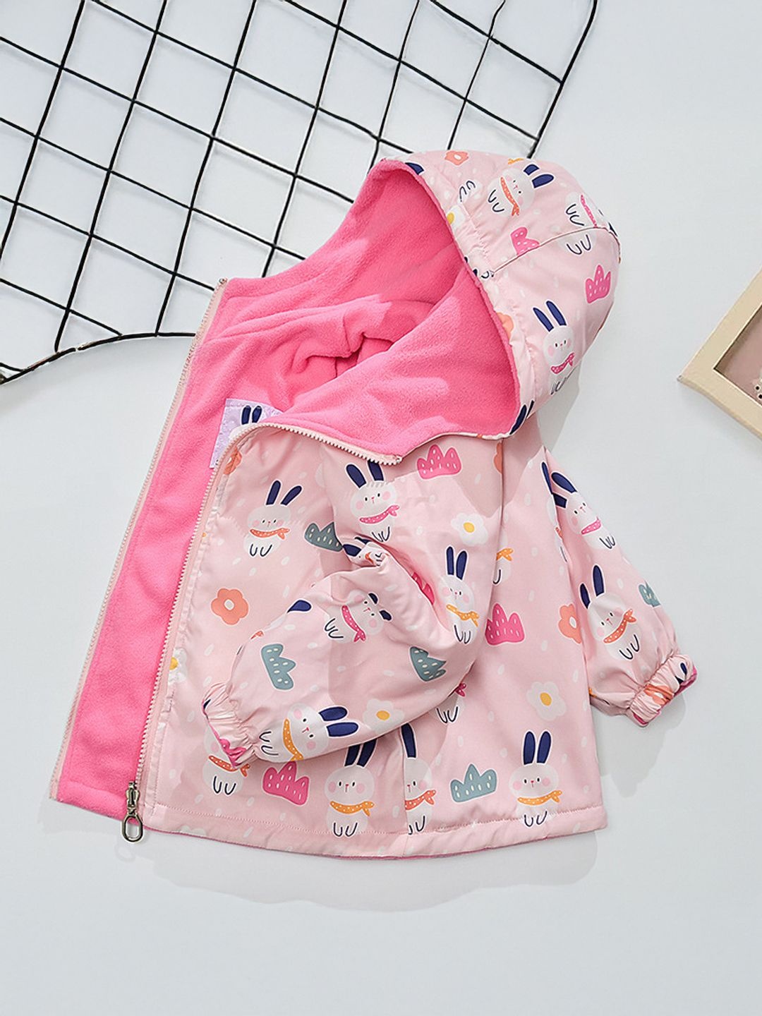 

Xsole Kids Floral Printed Hooded Long Sleeves Bomber Jacket, Pink