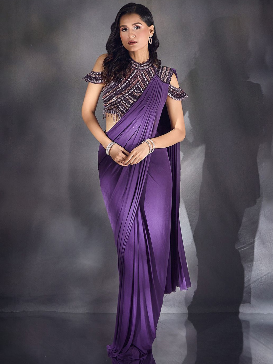 

Alaya Advani Bomkai silk Saree, Purple