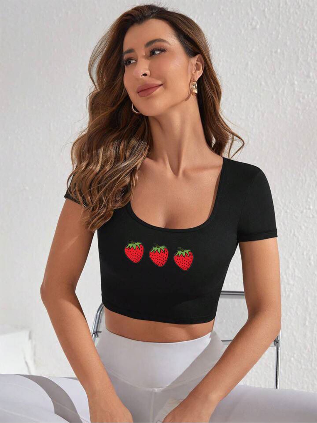 

sollobell Striped Cotton Crop Top, Black