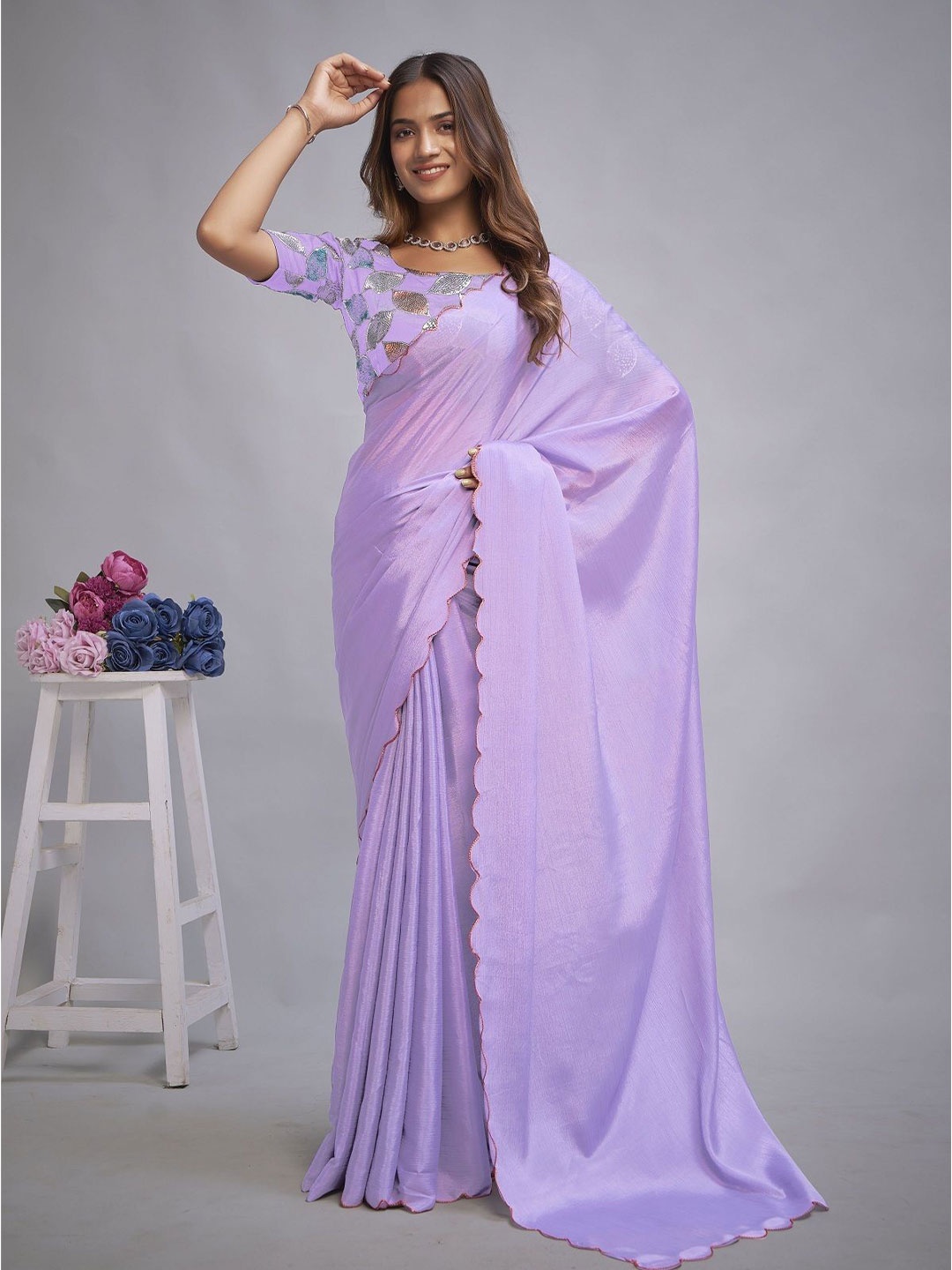 

Aika Solid Saree, Purple