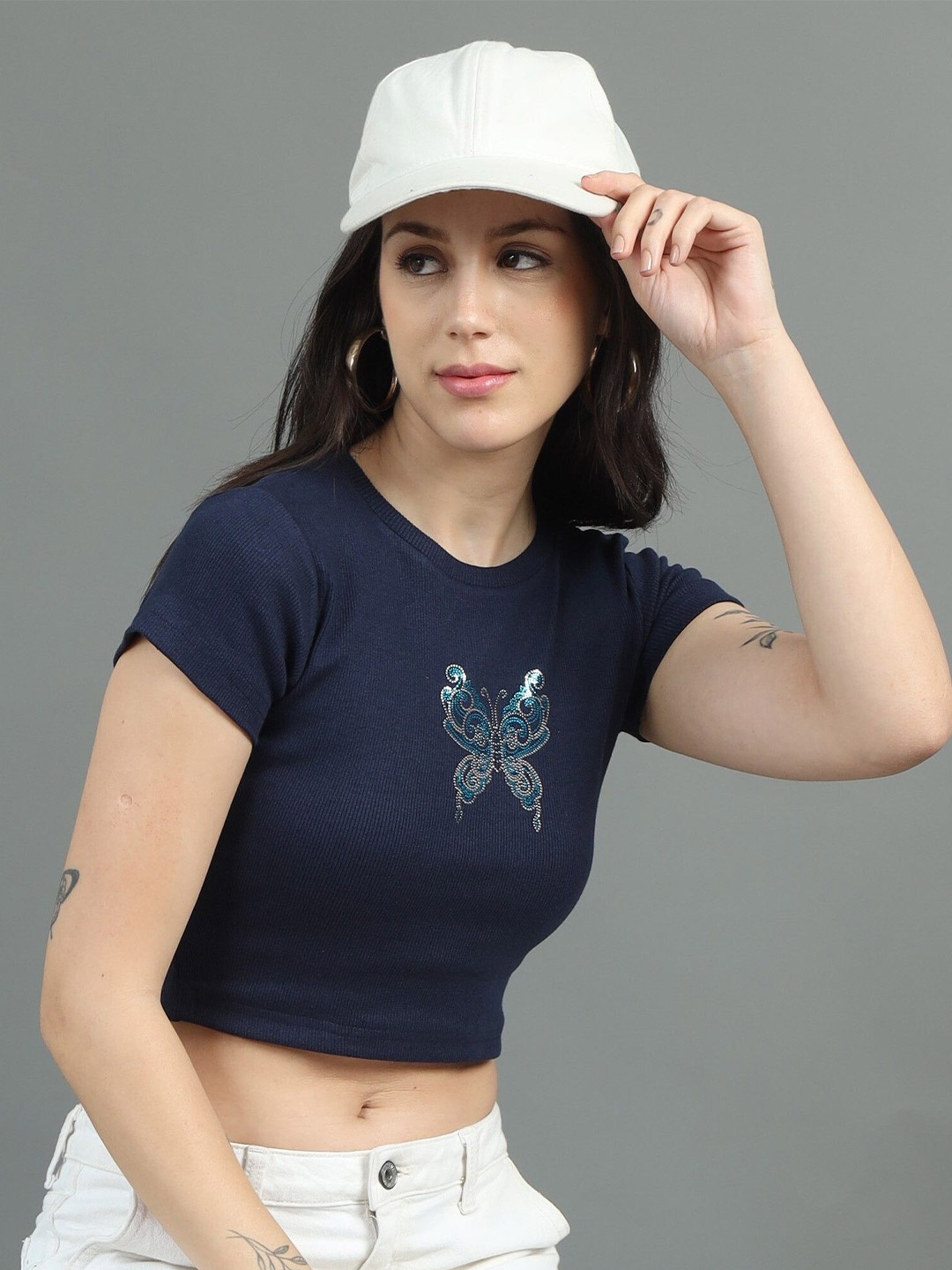 

sollobell Cotton Crop Top, Blue