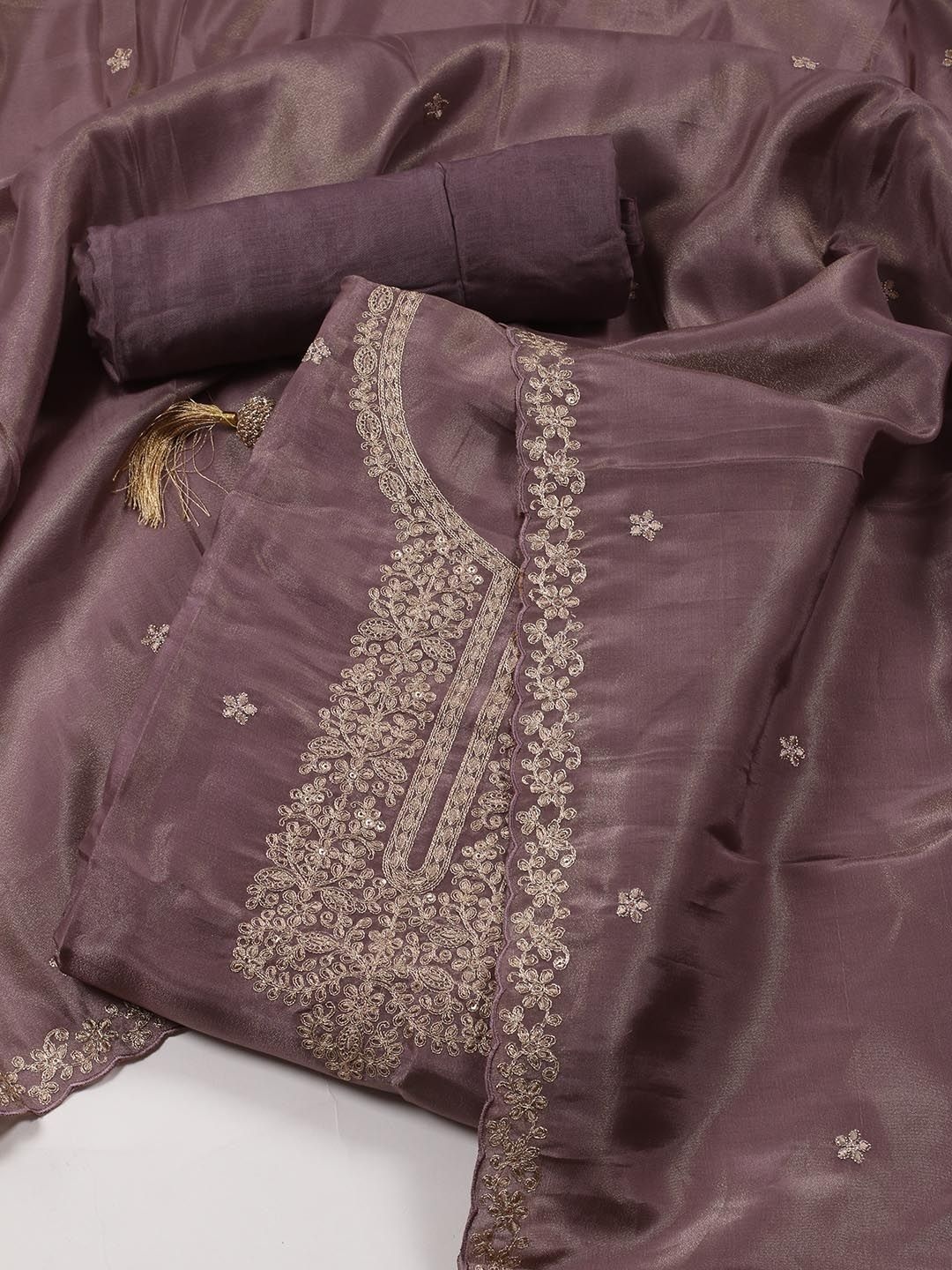 

Meena Bazaar Embroidered Unstitched Dress Material, Mauve