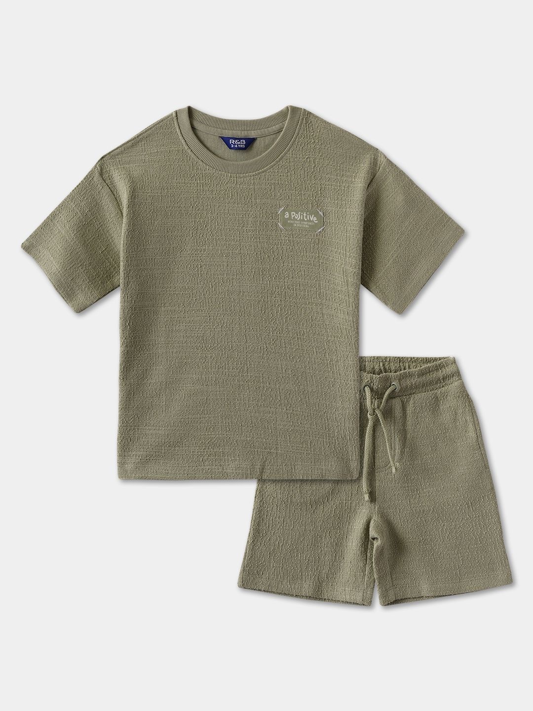 

R&B Boys Round Neck Pure Cotton T-shirt With Shorts, Green