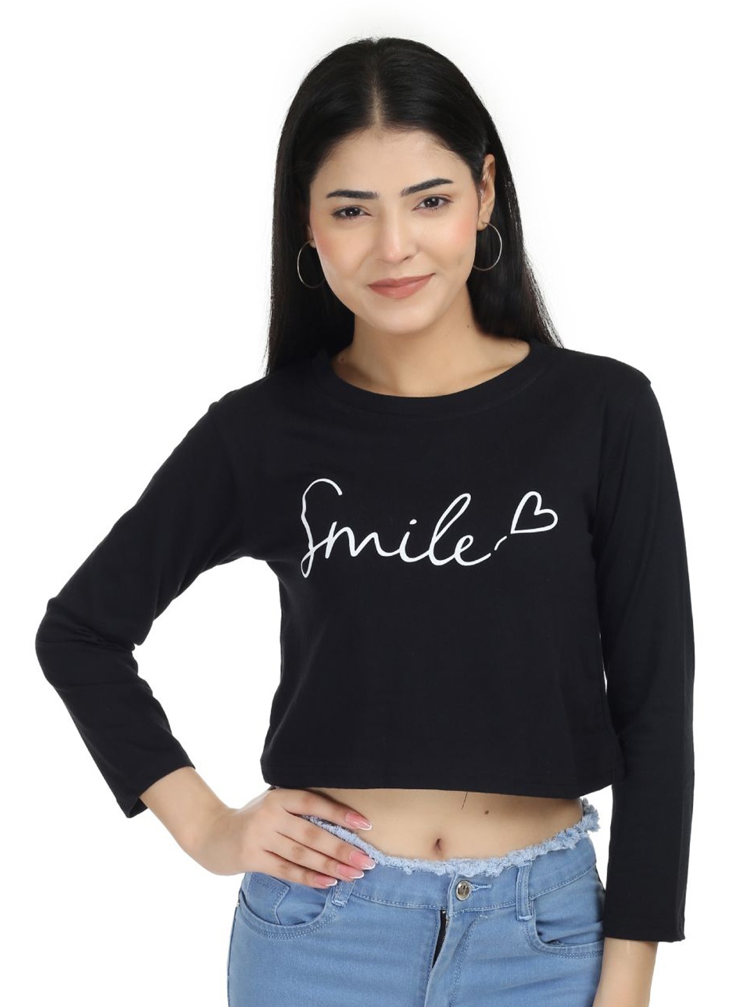 

Kamedge Printed Cotton Crop Top, Black