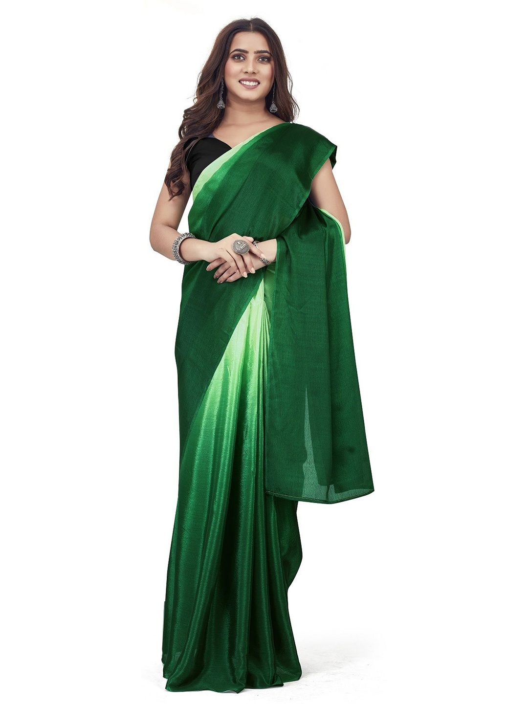 

Aika Ombre Dyed Pure Chiffon Saree, Green