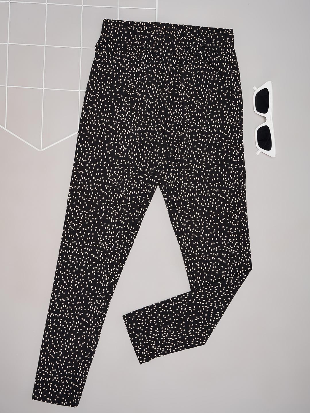 

Pantaloons Junior Girls Printed Ankle-Length Leggings, Black