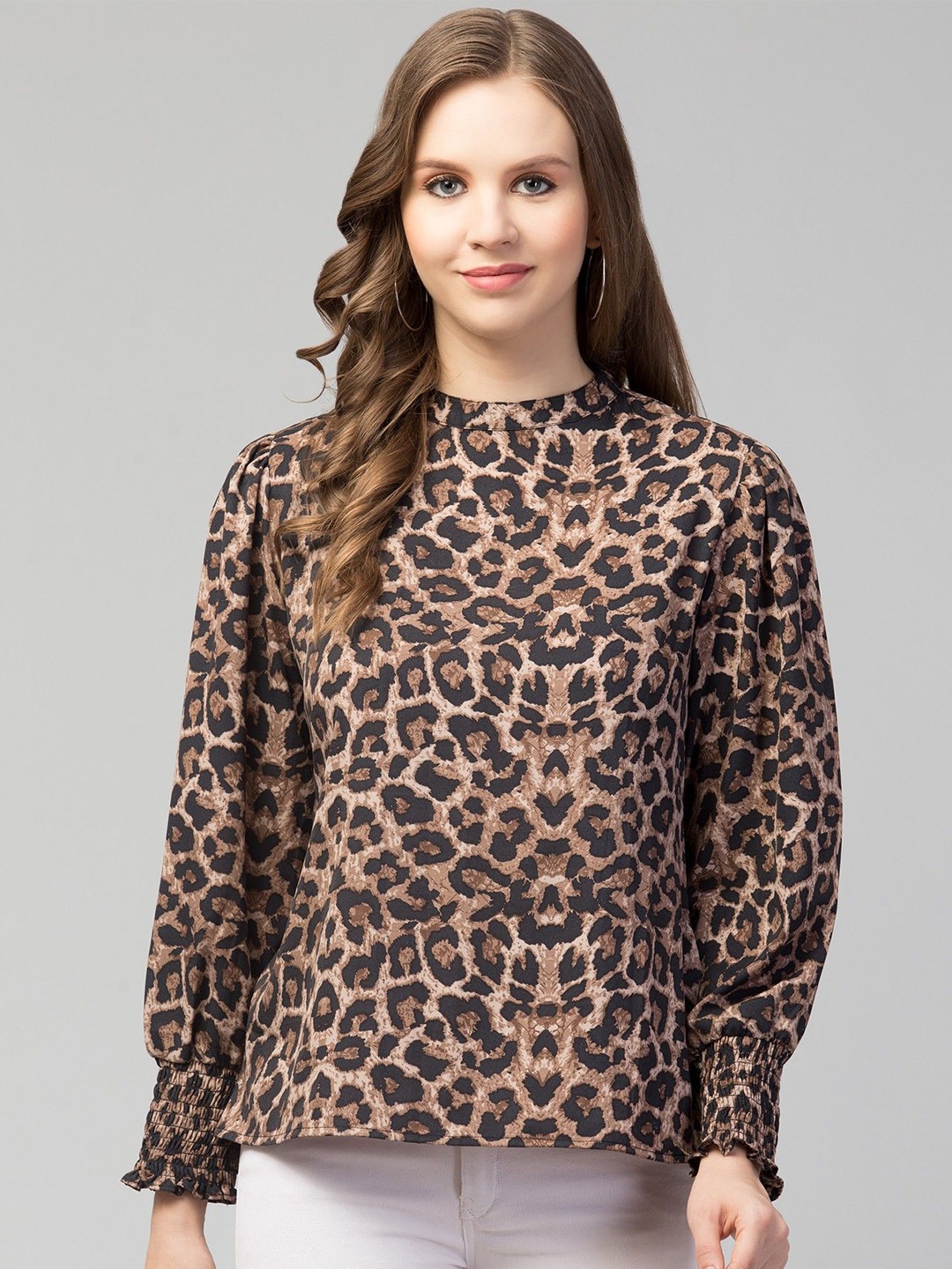 

CULPI Women Animal Printed Top, Brown