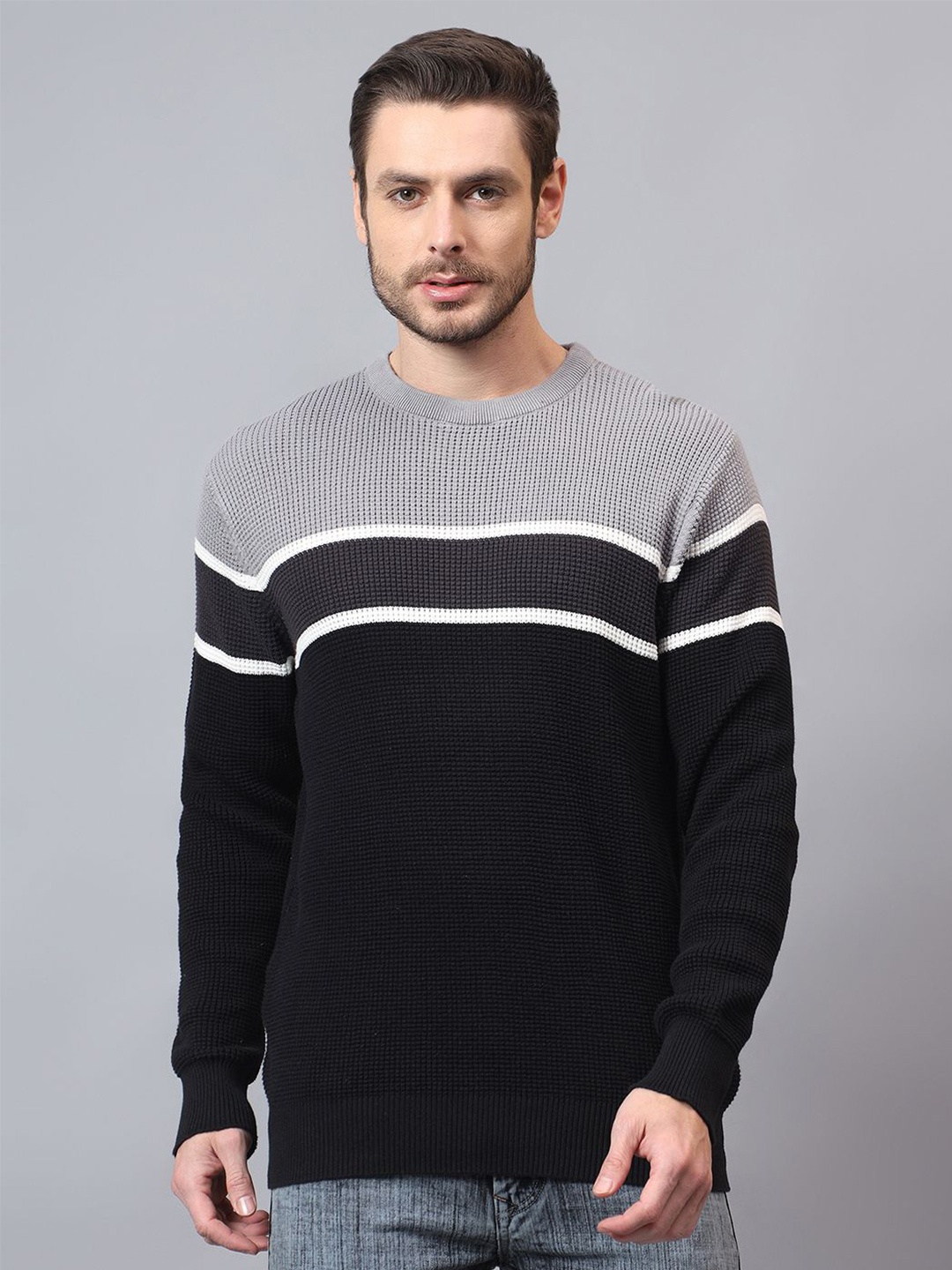 

Cantabil Men Colourblocked Pullover, Black