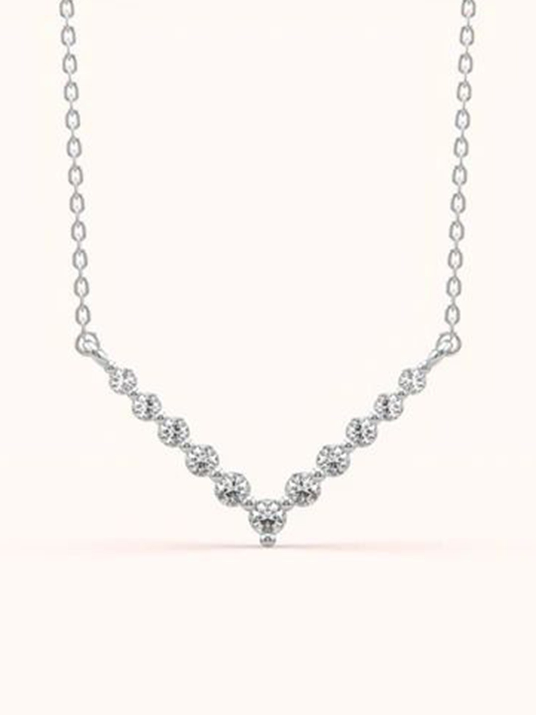 

KYMEE 925 Silver-Plated American Diamond Studded Sophisticated V-Shaped Necklace