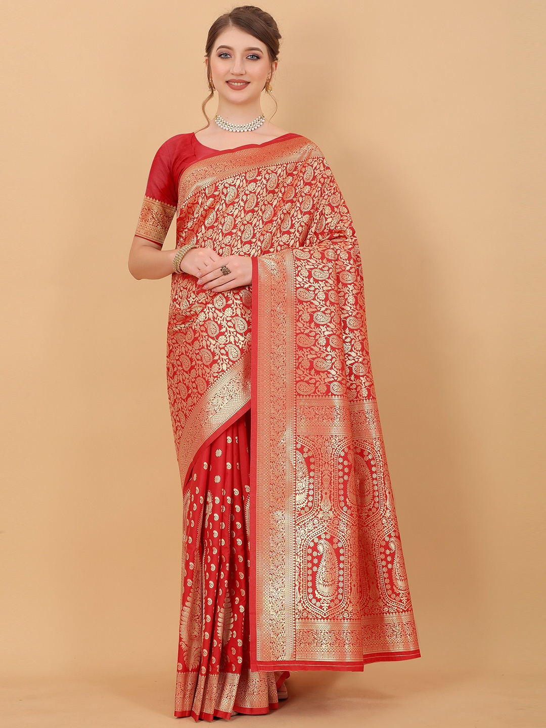 

Upalksh Woven Design Zari Banarasi Saree, Red