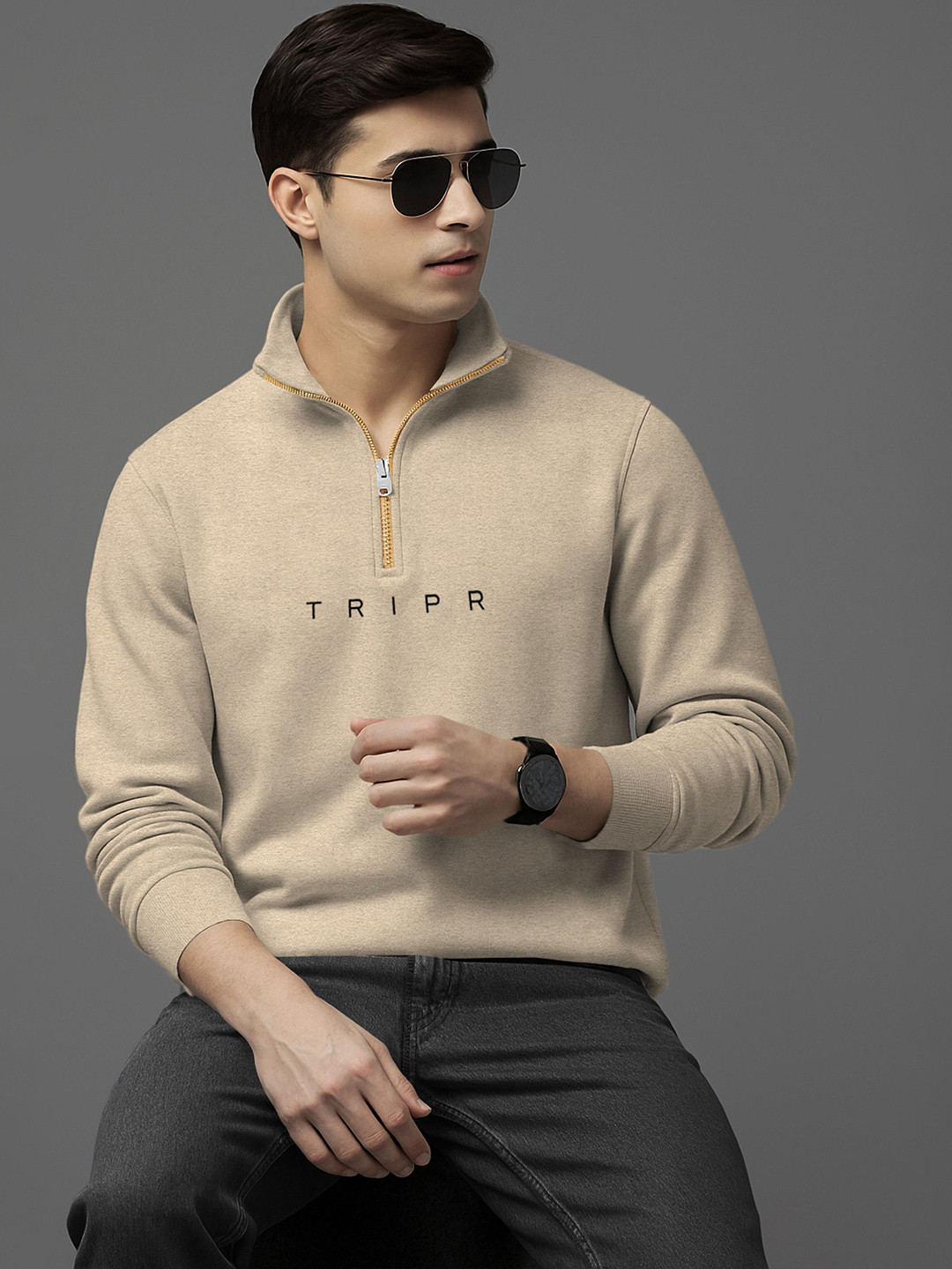 TRIPR Men Typography Printed Pullover Sweatshirt
