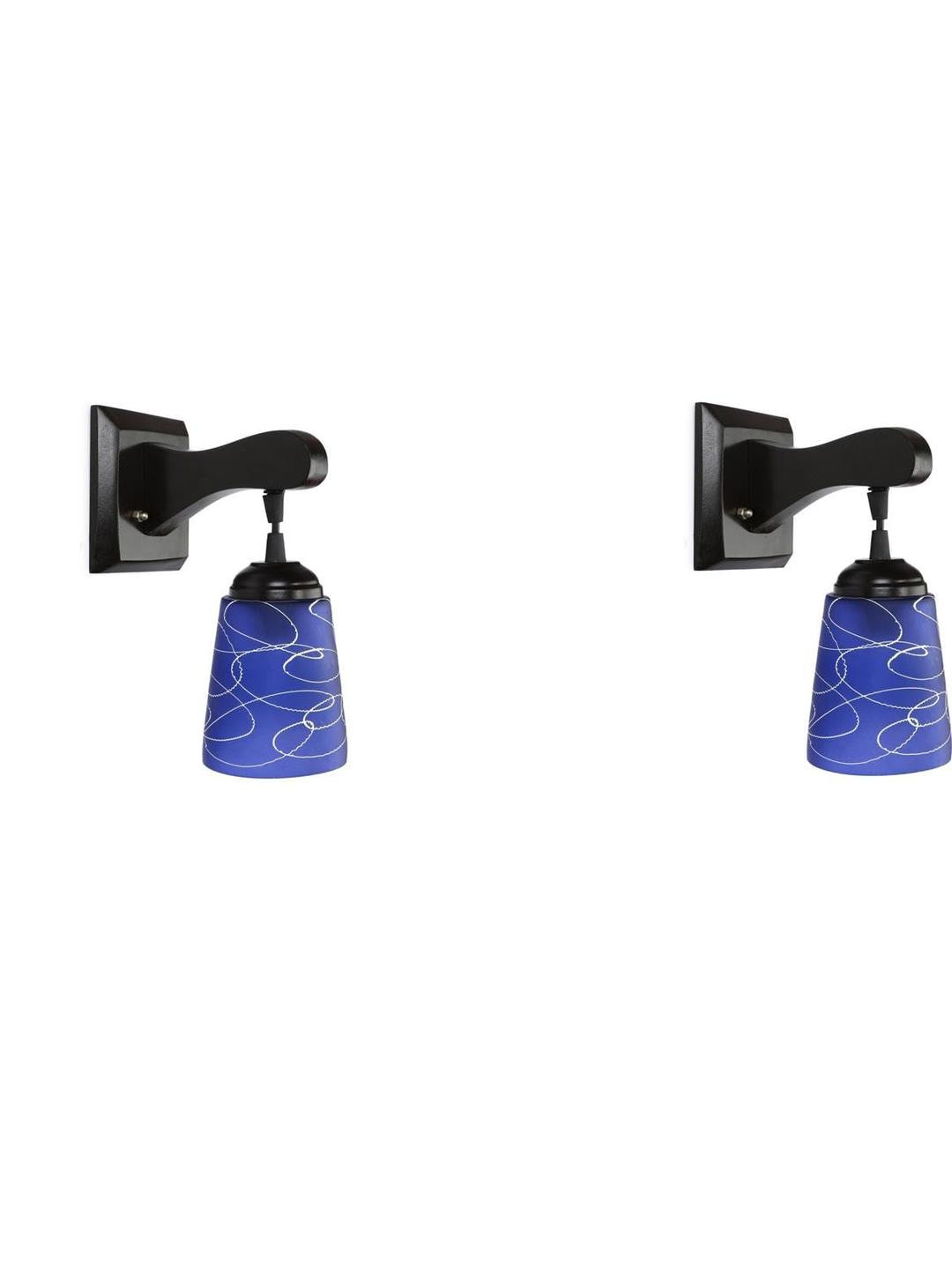 

SOMIL Blue Glass Cylinder Printed Wall Lamps