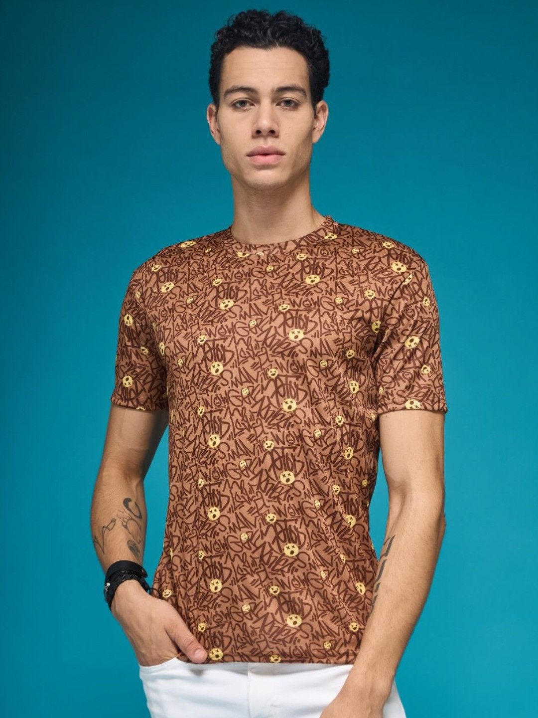 SMARTEES Abstract Printed Slim Fit T-shirt